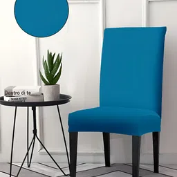 Aura Blue Polyester Chair Cover-image-38