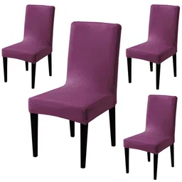 HOKIPO 4 Pcs Purple 200 GSM Velvet Chair Covers-image-41