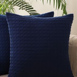 Jamio Firati Blue 2 Pieces Textured Pure Cotton Square Cushion Covers-image-26