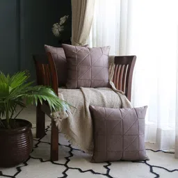 ANS Brown 3 Pieces Square Cushion Covers-image-22