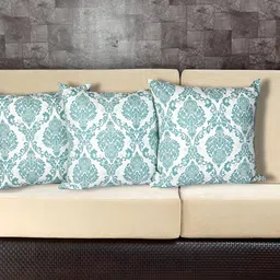 Texstylers White & Blue3 Pieces Cotton Ethnic Motif Square Reversible Cushion Covers-image-73