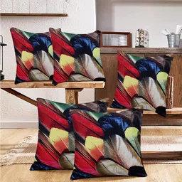 Kuber Industries 5 Pieces White & Red Self Design Square Cushion Covers-5
