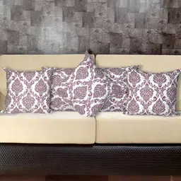 Texstylers Pink & White 5 Pieces Printed Cotton Square Reversible Cushion Covers-image-75