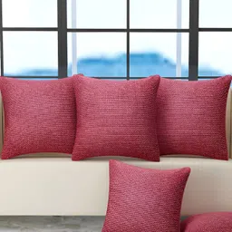 BIGGER FISH Maroon 5 Pieces Jute Cotton Square Cushion Covers-10