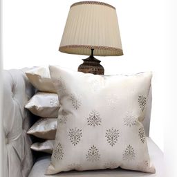 Good Vibes Gold-Toned & White 5Pcs Ethnic Motifs Square Cushion Covers-image-61
