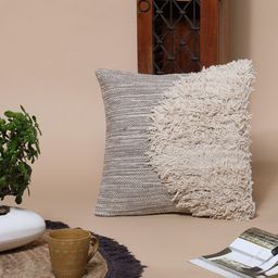 SANSKRUTIHOMES Grey & Cream-Coloured Embroidered Square Cushion Covers-7