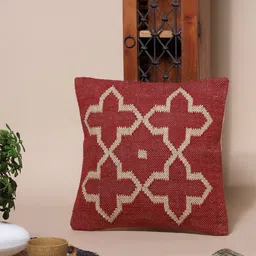 SANSKRUTIHOMES Red & Beige Cotton Geometric Square Cushion Covers-image-87