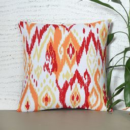ZEBA Red & White Geometric Square Cushion Cover-image-3