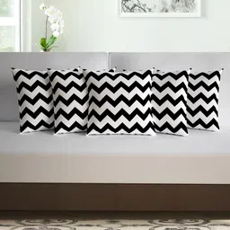 Divine Casa Black Set of 5 Geometric Square Cushion Covers-image-94