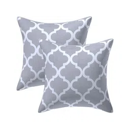 Texstylers Grey Set of 2 Geometric Square Cushion Covers-34