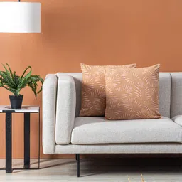 Contrast Living 2 Pieces Orange & White Abstract Cotton  Square Cushion Covers-image-56