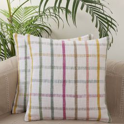 Jamio Firati White & Yellow Set of 2 Geometric Square Cushion Covers-7