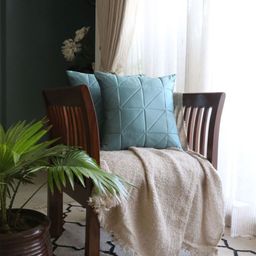 ANS Blue Set of 2 Pieces Square Cushion Covers-13