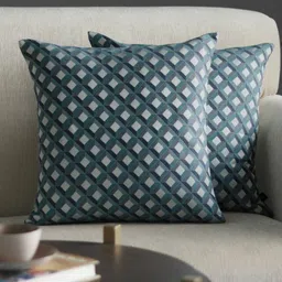 GM Blue Set of 2 Geometric Square Cushion Covers-7