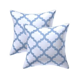 Texstylers Blue & White 2 Pieces Printed Reversible Cotton Square Cushion Covers-16