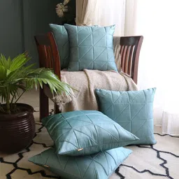 ANS Blue 5 Pieces Square Cushion Covers-10