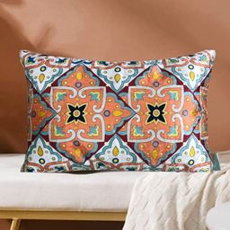 Tasseled Home Moroccan White & Green Ethnic Motifs Rectangle Cushion Covers-image-56