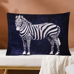 Tasseled Home Blue & White Abstract Velvet Rectangle Cushion Cover-image-5
