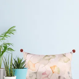 Home White & Peach-Coloured Floral Satin Rectangle Cushion Covers-image-52