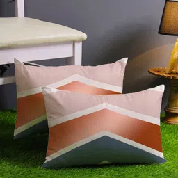STITCHNEST Blue & Orange Set of 2 Geometric Rectangle Cushion Covers-27