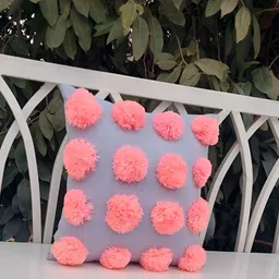THROWPILLOW Grey & Pink Embellished Square Cushion Cover-image-99