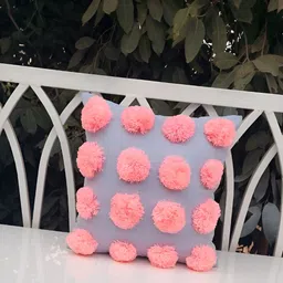 THROWPILLOW Grey & Pink Embellished Square Cushion Covers-image-15