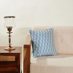 Fabindia Blue & White Embroidered Square Cushion Cover-56