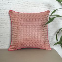 ZEBA Pink Ethnic Motifs Brocade Square Cushion Cover-image-28
