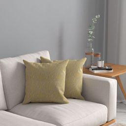 Myntra Elegant Homes Mustard Set of 2 Square Cushion Covers-7