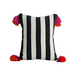 THROWPILLOW Black & White Embellished Square Cushion Cover-15