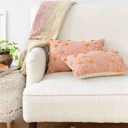 Art Avenue Orange & White Embroidered Rectangle Cushion Cover-image-79
