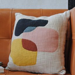 Art Avenue Verdale Blue & Pink Cotton Square Cushion Cover-54