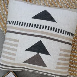 Art Avenue Silphium White & Grey Geometric Cotton Square Cushion Cover-image-94