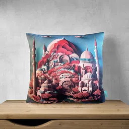Tasseled Home Sea Green & Pink Quirky Satin Square Cushion Cover-12