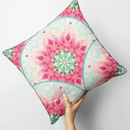 BIANCA Coral & Green Floral Square Cushion Covers-81