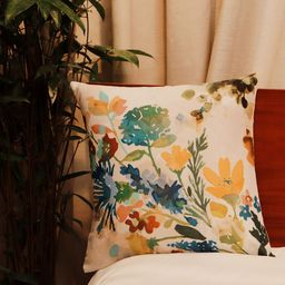 ZEBA Cream-Coloured & Green Floral Square Cushion Covers-image-94