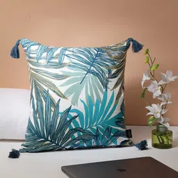 BLANC9 Blue & Beige Abstract Cotton Square Cushion Cover-12