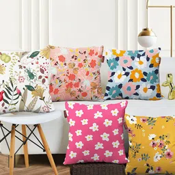 AEROHAVEN Set of 5 Floral Printed Square Cushion Covers-16