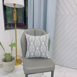THROWPILLOW Grey & White Floral Printed Square Cushion Cover-image-8