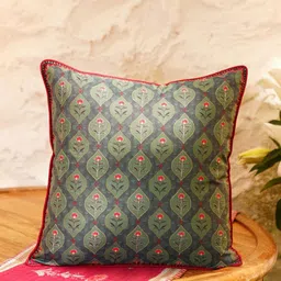 JAYPORE Blue & Green Ethnic Motifs Printed Square Cushion Cover-image-68