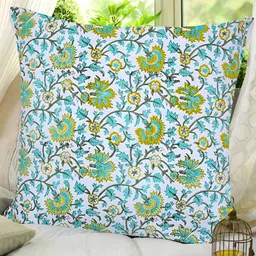 RRC Sea Green & White 2 Pieces Floral Cotton Square Cushion Covers-19