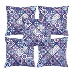 Alina decor Blue & White 5 Pieces Ethnic Motifs Square Cushion Covers-image-89