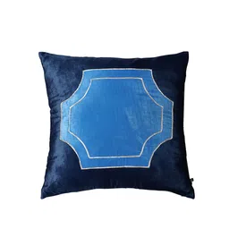 Ritu Kumar Blue & Silver-Toned Colourblocked Velvet Square Cushion Covers-10