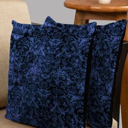 HOUZZCODE Blue & Black Set of 2 Abstract Square Cushion Covers-49