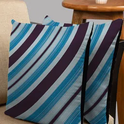HOUZZCODE Blue & Black Set of 2 Abstract Square Cushion Covers-38