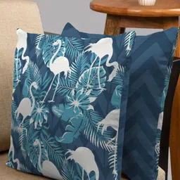 HOUZZCODE Set of 2 Blue & White Printed Square Cushion Covers-5
