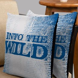 HOUZZCODE Set of 2 Blue & White Printed Square Cushion Covers-2