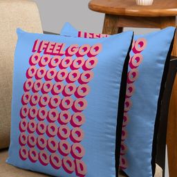 HOUZZCODE Blue & Red Set of 2 Square Cushion Covers-16