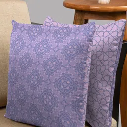 HOUZZCODE Blue & Pink Set of 2 Ethnic Motifs Square Cushion Covers-58
