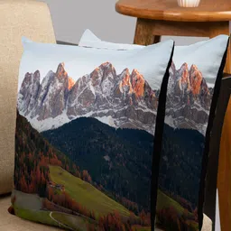 HOUZZCODE Blue & Green Set of 2 Quirky Square Cushion Covers-35